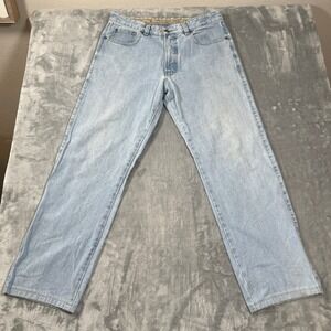 Ermenegildo Zegna Mens Jeans Size 35 Light Wash Straight Leg Cotton Denim Italy